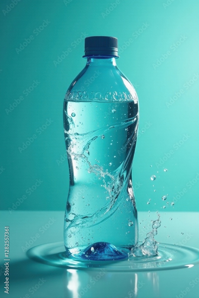 Water bottle impact; turquoise water, dynamic ripples, air bubbles, bubbles, nature, summer Water bottle impact; turquoise water, dynamic ripples, air bubbles, bubbles, nature, summer