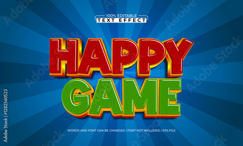 happy game editable text effect with a game and play text style
