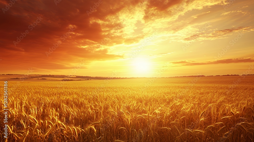 Golden Wheat Field at Sunset Golden Wheat Field at Sunset