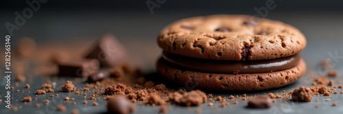 Crushed chocolate sandwich cookies, crumbs scattered , cookies, yummy