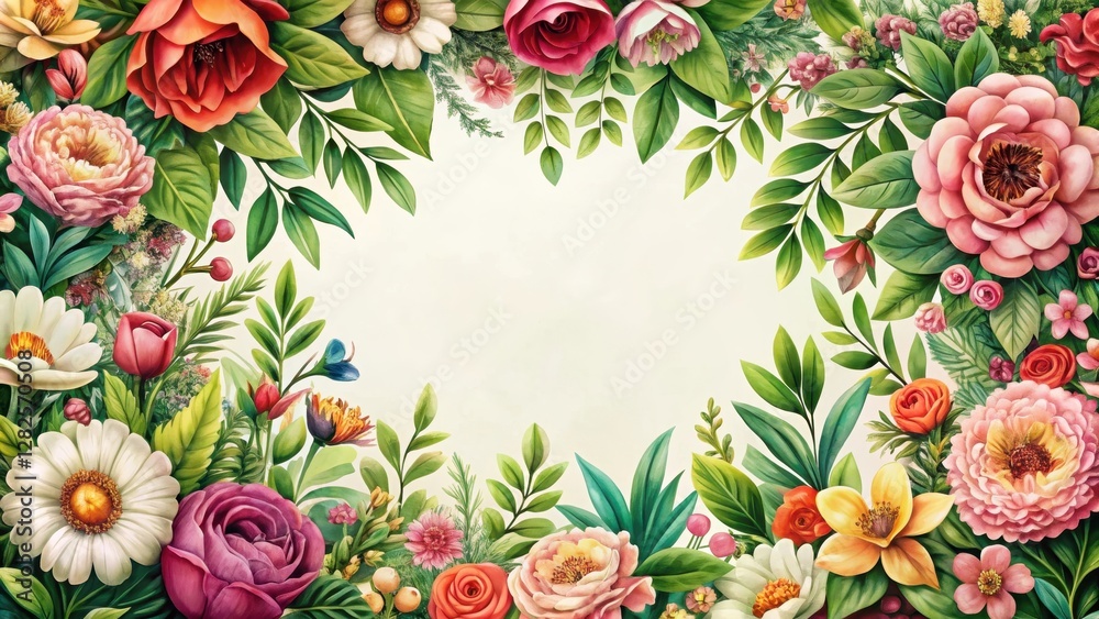 Intricate floral pattern with lush greenery and vibrant blossoms , flora, foliage, flora, foliage, botanicals, garden, blossoms Intricate floral pattern with lush greenery and vibrant blossoms , flora, foliage, flora, foliage, botanicals, garden, blossoms