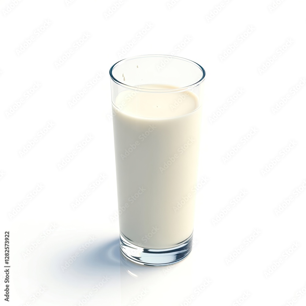 Isometric Glass of Creamy White Milk Drink Isometric Glass of Creamy White Milk Drink