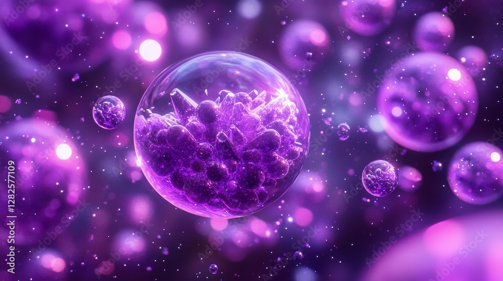3d rendering, neon purple space background, abstract space illustration of planets with amethysts and crystals growing, percent, neon purple background, theme space, clear lines 3d rendering, neon purple space background, abstract space illustration of planets with amethysts and crystals growing, percent, neon purple background, theme space, clear lines