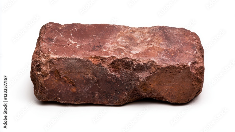 A red brick on a white background. A red brick on a white background.