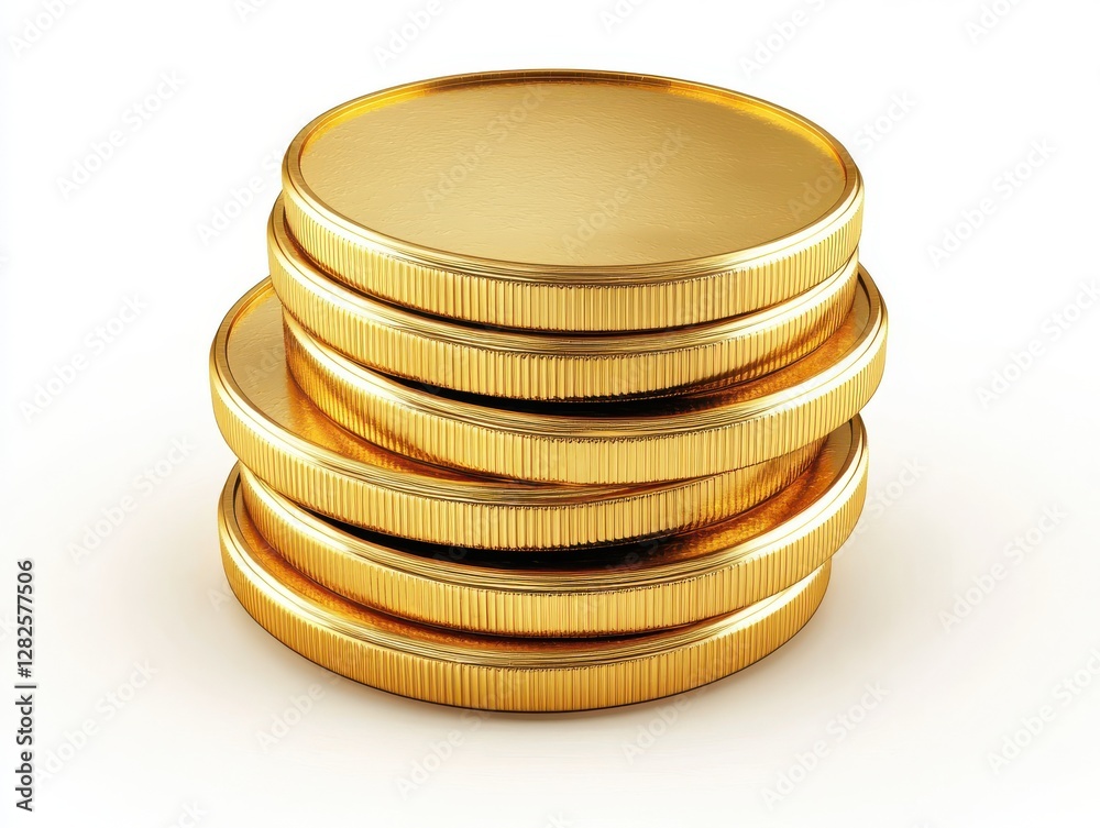 3D Gold Coin Stack Symbolizing Financial Growth and Wealth