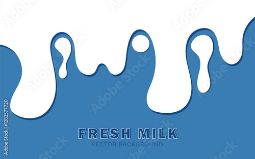 Milk wave on blue background. Splash of yogurt cream