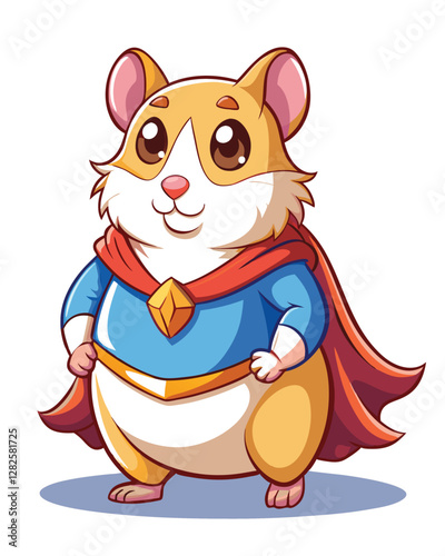 A chubby hamster in a tiny superhero costume, looking cute and endearing.  High-resolution, close-up shot.