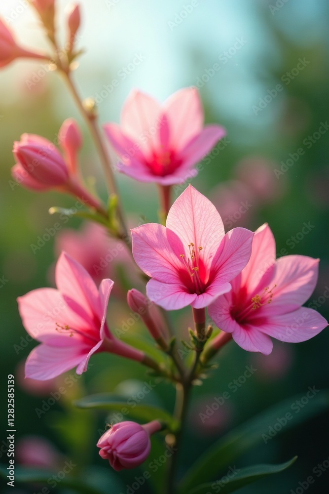 Pink behaya flowers swaying gently in the breeze, breeze, flowers Pink behaya flowers swaying gently in the breeze, breeze, flowers