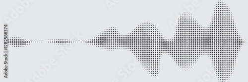 Vector retro grunge sound wave pattern. Audio equalizer halftone design with pulse effect