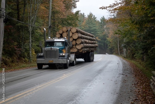 Truck transport: tree loading, wood delivery, firewood supply, cargo movement, log relocation, forestry connection, material handling, timber operation, vehicle operation, resource conveyance .
