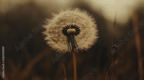 Close-up dandelion in field photo