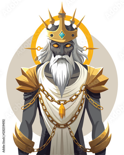 A majestic, faceless king, adorned with a radiant golden halo, his body wrapped in rich, flowing fabric.  The image should evoke power and mystery.