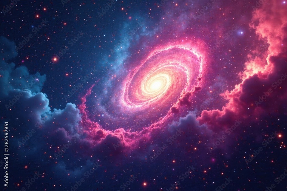 Fototapeta premium Kaleidoscopic nebula, swirling stardust, vibrant hues, iridescent, pattern, sparkle