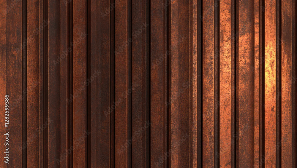Old rusted corrugated metal wall with textured surface, showcasing warm tones and weathered appearance. vertical lines create sense of depth and character Old rusted corrugated metal wall with textured surface, showcasing warm tones and weathered appearance. vertical lines create sense of depth and character