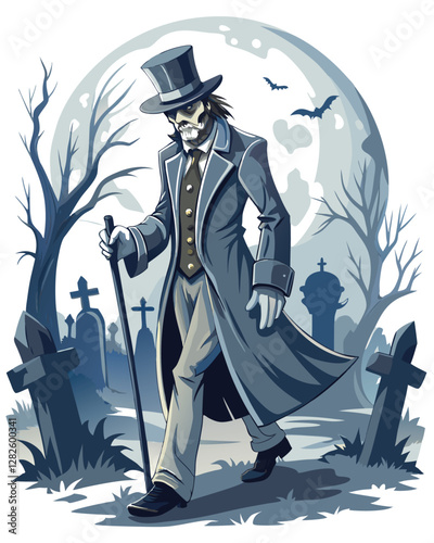 A spectral Victorian nobleman, his tattered suit clinging to his translucent form, stands amidst swirling mist.  His expression is melancholic.