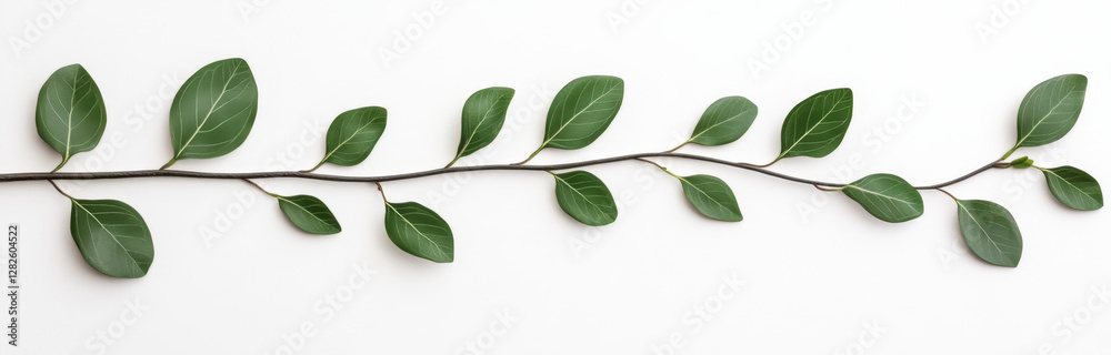 Fototapeta premium Decorative Green Leaf Branch Isolated on White Background
