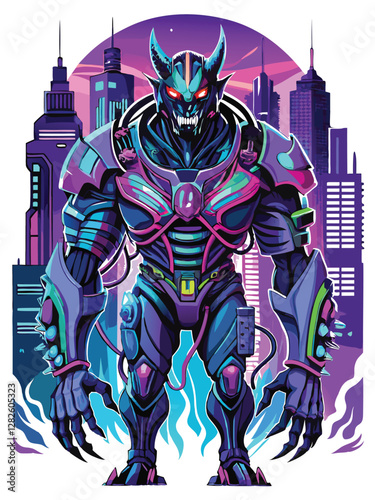 A terrifying robotic cybernetic monster, heavily damaged, with exposed wires and sparking circuits.  Show intricate mechanical detail.