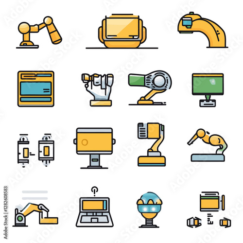 Vector Illustration of Automated Manufacturing and Robotics Technology