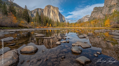 Autumnal Reflection in a Mountain Lake