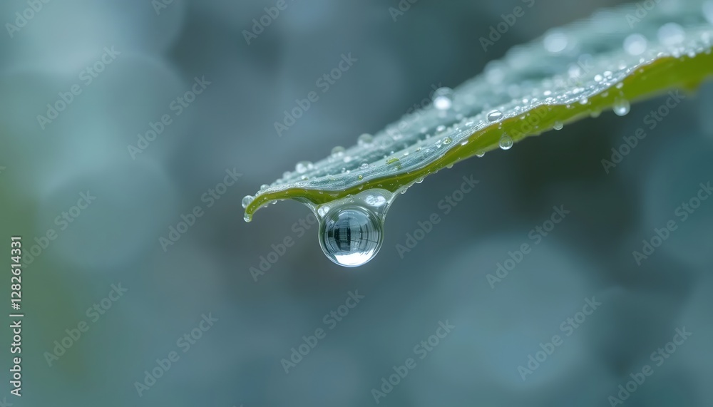 Leaf with Water Drop Macro Close-up Showing Reflection and Freshness Leaf with Water Drop Macro Close-up Showing Reflection and Freshness