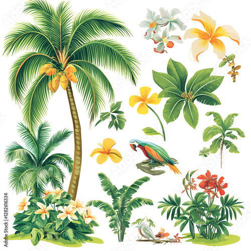 Wallpaper Mural set of tropical palms Torontodigital.ca