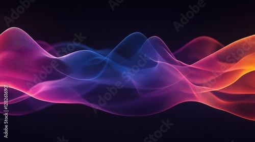 Abstract colorful smoke waves floating on a dark background, seamless looping 4K video animation background