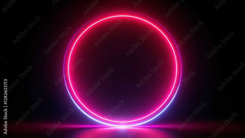 Vibrant Neon Circle Glow Against Dark Background in Digital Art Vibrant Neon Circle Glow Against Dark Background in Digital Art