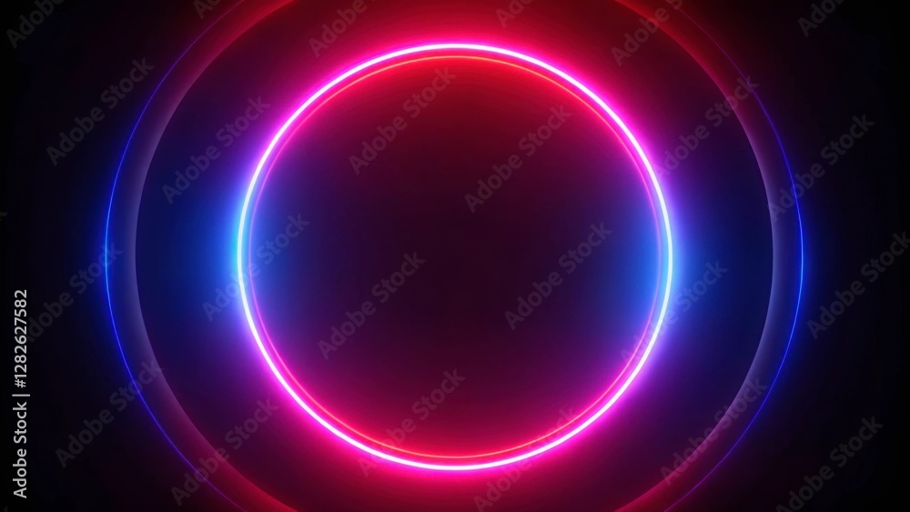 Vibrant Neon Circle with Glowing Light Effects on Dark Background Vibrant Neon Circle with Glowing Light Effects on Dark Background