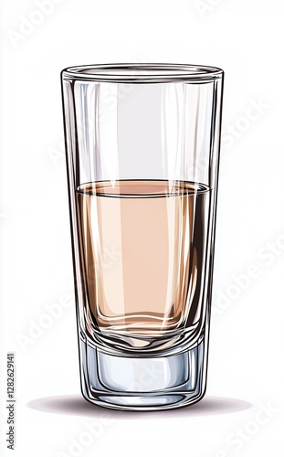 Wallpaper Mural Detailed Illustration Of A Shot Glass With Amber Liquid Torontodigital.ca