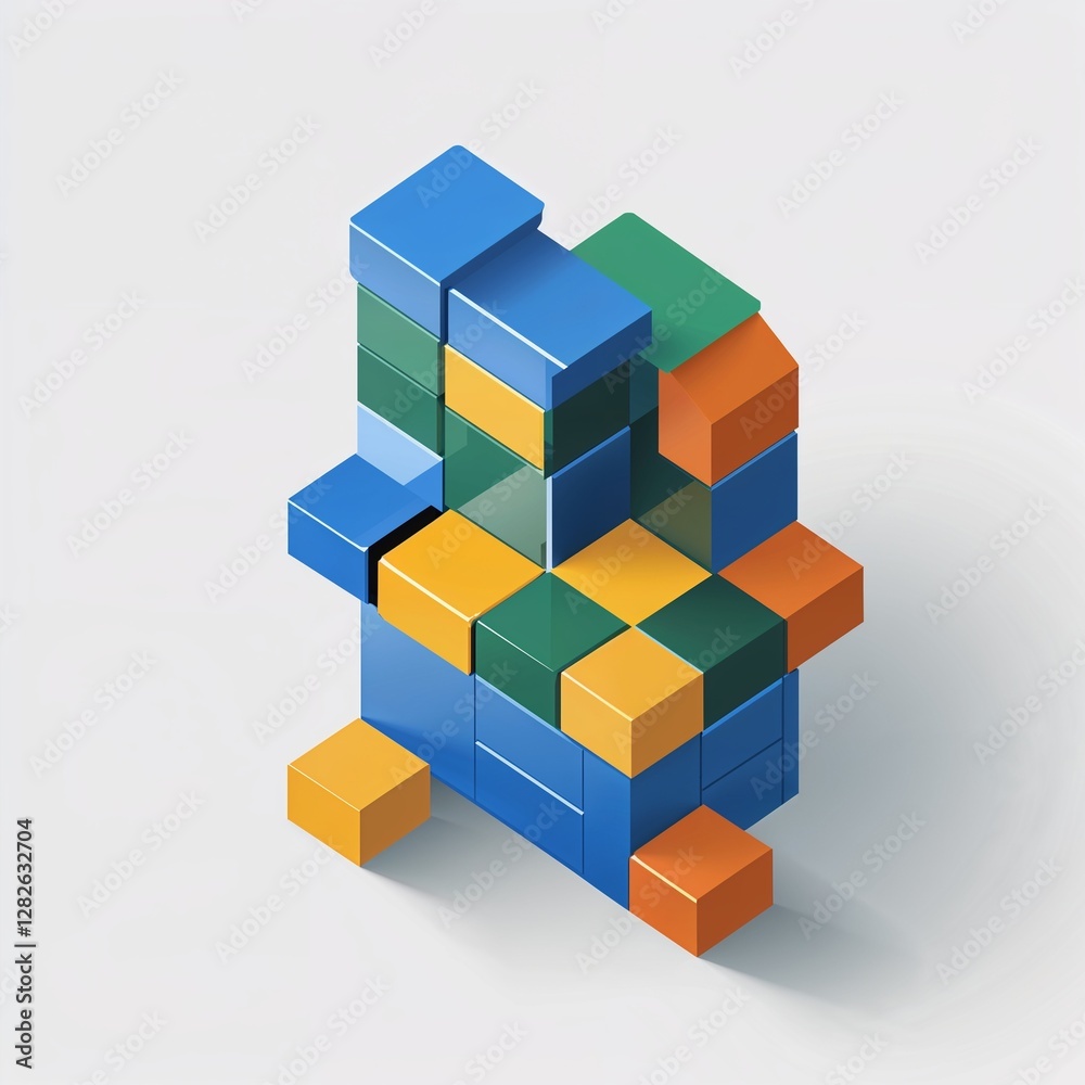 Obraz premium building blocks icon on plain white background