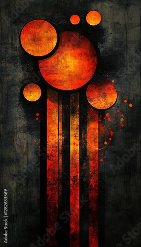 Abstract fiery circles vertical design
