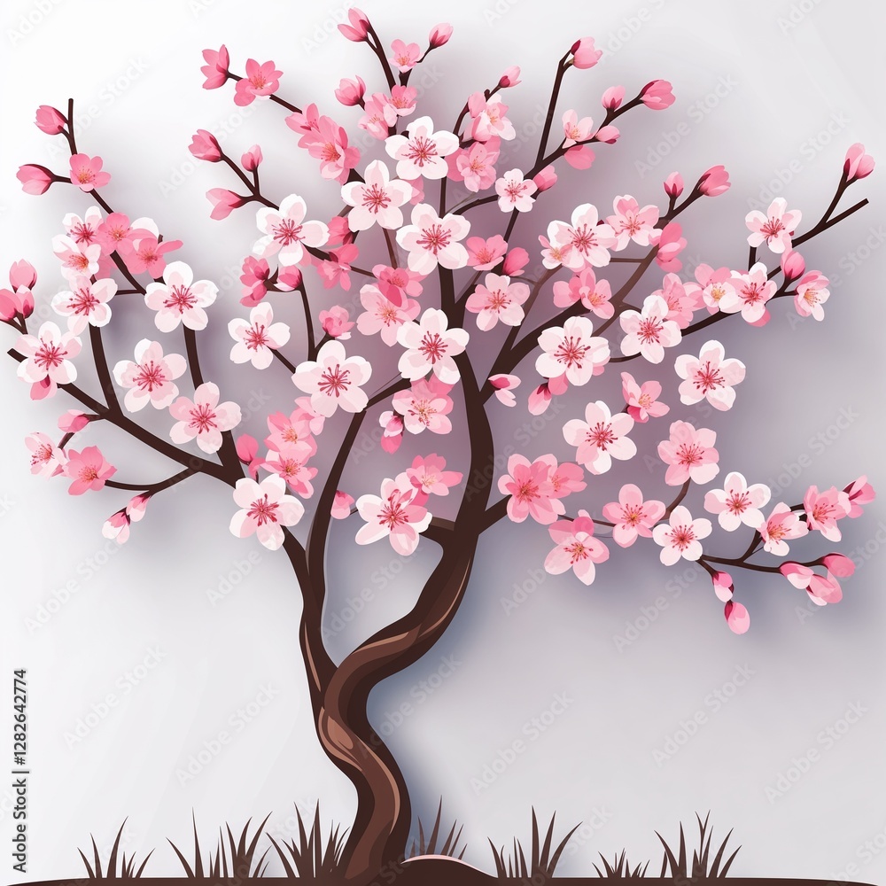 Fototapeta premium cherry blossom tree icon on plain white background
