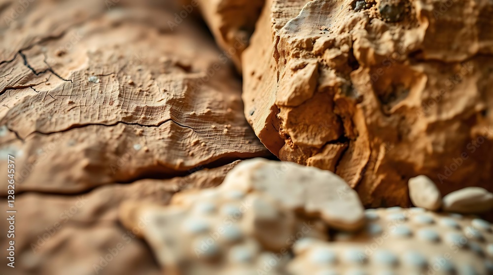 Photo Close-Up Of Natural Materials, Wood Grain And Stone Texture, Warm Lighting, Earthy Tones, Realistic Detail, Organic Composition, Shallow Depth Of Fiel. Photo Close-Up Of Natural Materials, Wood Grain And Stone Texture, Warm Lighting, Earthy Tones, Realistic Detail, Organic Composition, Shallow Depth Of Fiel.