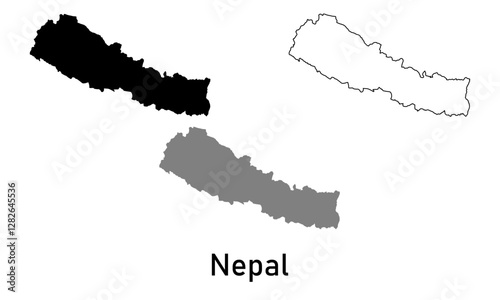 Map of nepal. map in various style outline, black, and gray