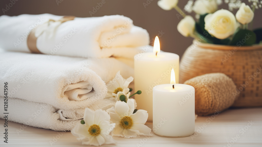 Serenity Spa Ambiance with Candles and Flowers Serenity Spa Ambiance with Candles and Flowers