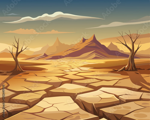 Dry and Barren Land with Deep Cracks - Desolate Landscape