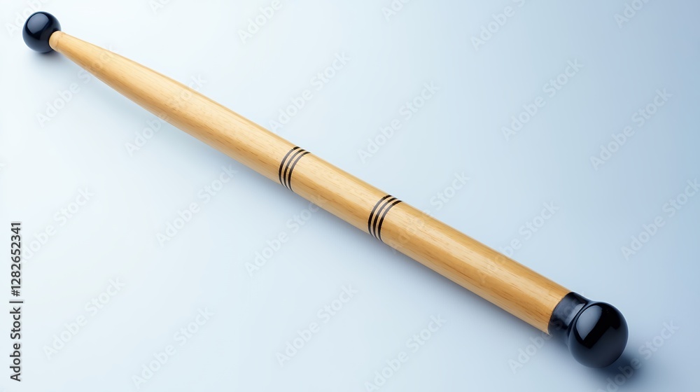 Naklejka premium Light Brown Drumstick With Black Accents On Light Blue Background