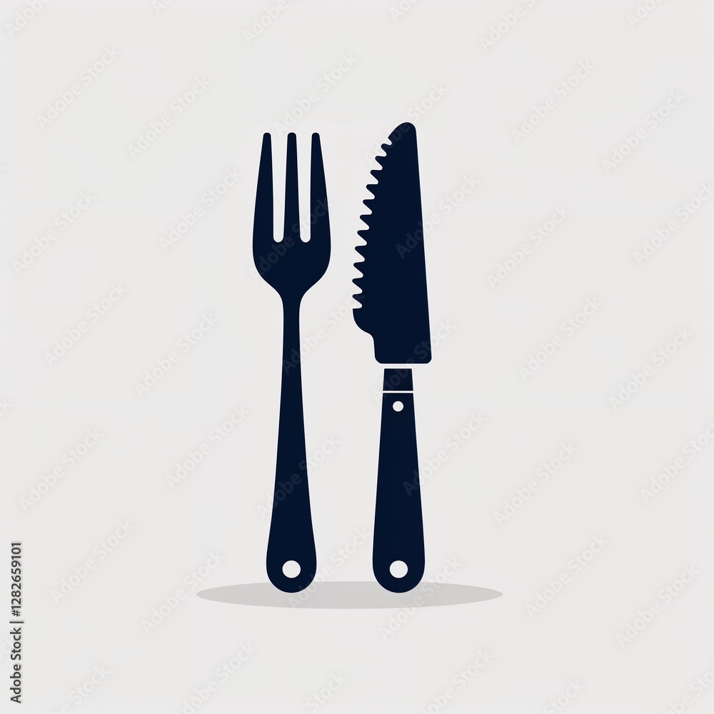Fototapeta premium fork and knife icon on plain white background