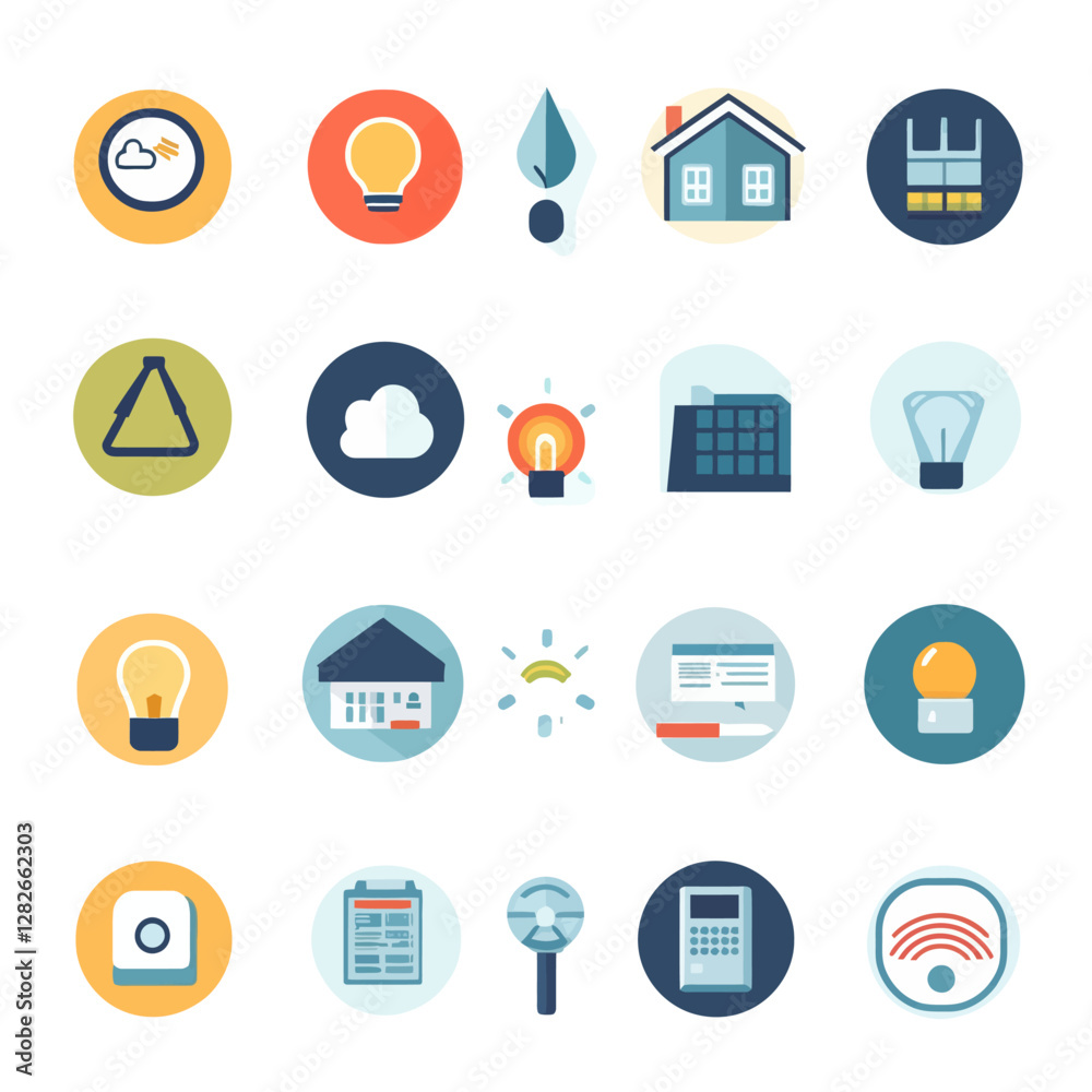 Flat Design Icon Set Representing Various Concepts and Industries Flat Design Icon Set Representing Various Concepts and Industries