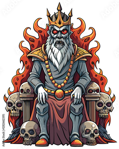 A dethroned, melancholic king with a twisted, rusted iron crown sits alone, his posture conveying defeat and weariness.  His attire is tattered and regal.