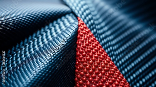 Photo Extreme Close-Up Of Synthetic Materials, Highlighting Their Unique Patterns And Textures, Bold Colors, Sharp Contrast, Geometric Composition, Contempo. photo