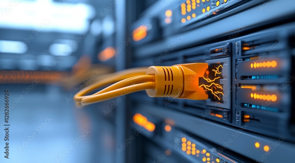High Speed Network Cable Connecting Server Rack Data Center Cloud Computing Internet Te High Speed Network Cable Connecting Server Rack Data Center Cloud Computing Internet Te