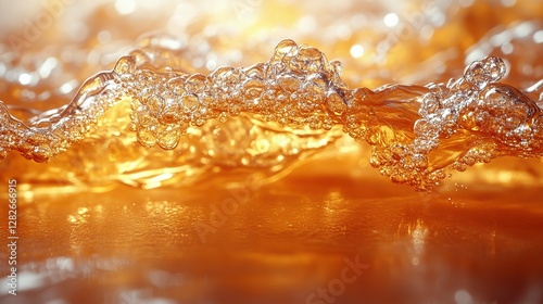 Wallpaper Mural Bubbles and light illuminate liquids surface in a golden orange Torontodigital.ca