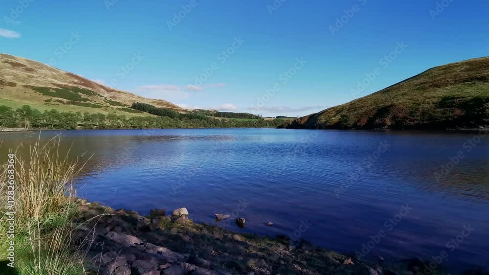 Scenic Scottish Nature Landscapes with a Stunning Lake View – Breathtaking Pentland Hills and Highlands on a Beautiful Sunny Day Scenic Scottish Nature Landscapes with a Stunning Lake View – Breathtaking Pentland Hills and Highlands on a Beautiful Sunny Day