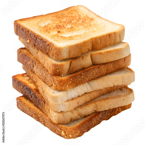 A Stack of Toasted Bread Slices 
isolated on a transparent background
