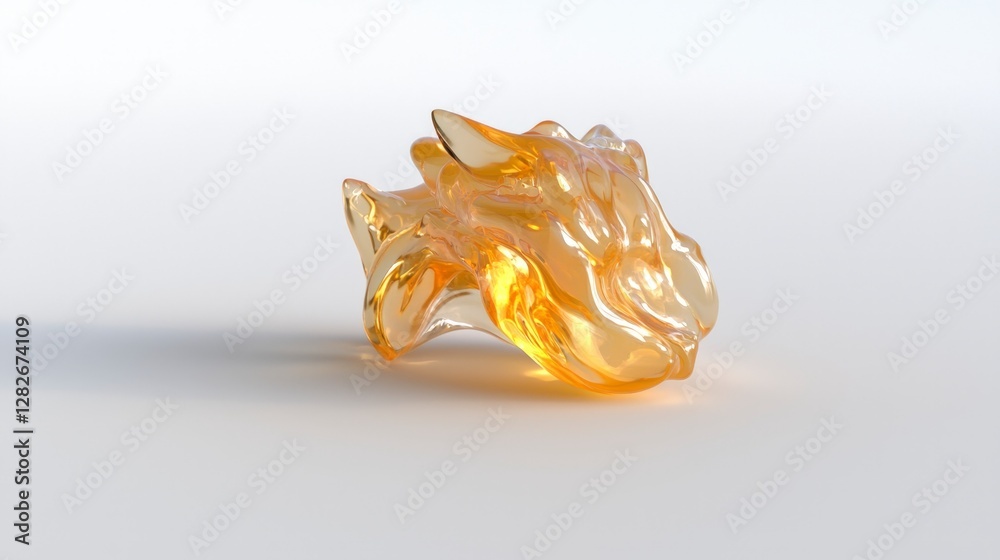 Abstract Amber Glass Sculpture Elegant Modern Art 3D Render Abstract Amber Glass Sculpture Elegant Modern Art 3D Render