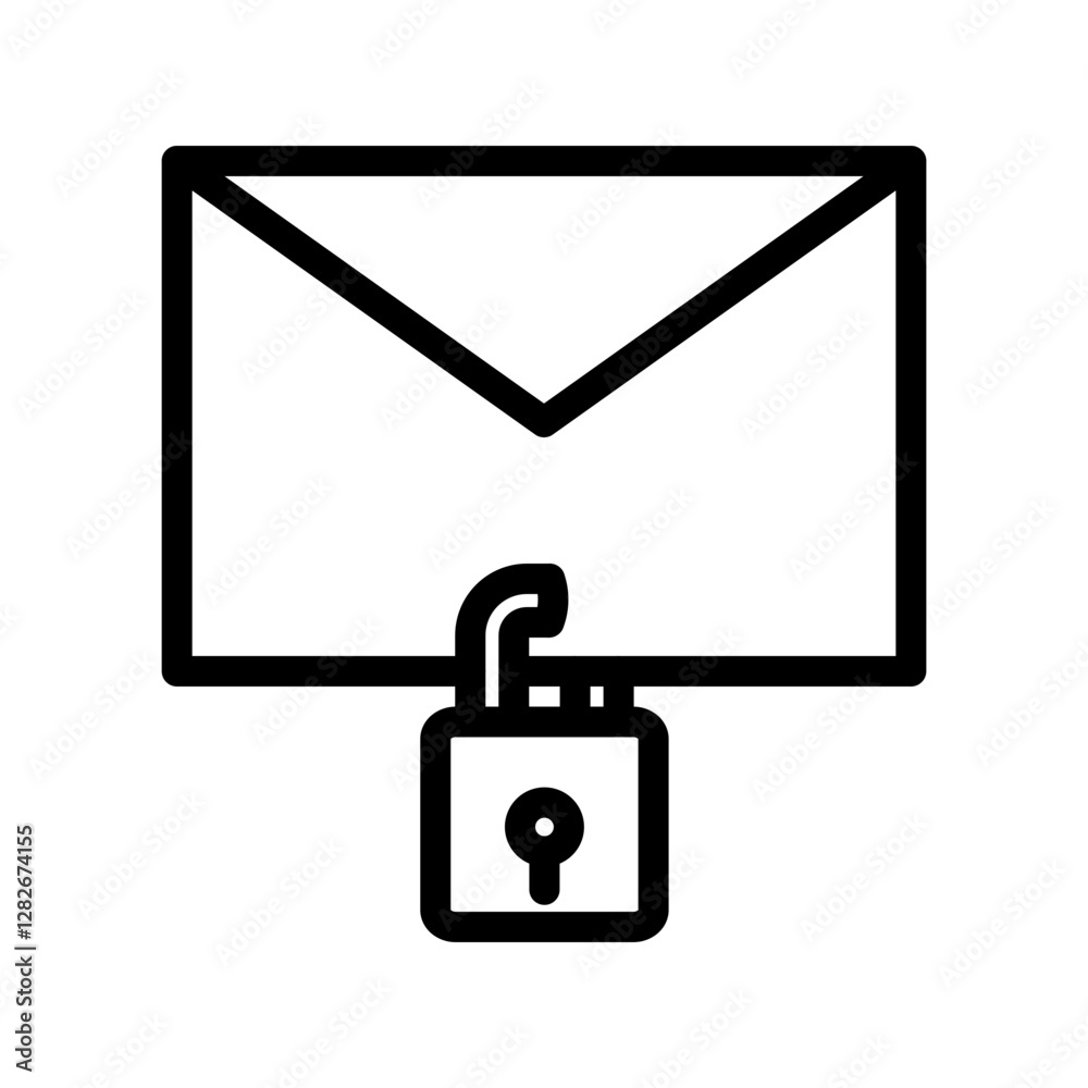 Secure Mail Vector Line Icon Design Secure Mail Vector Line Icon Design