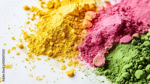 Holi Colorful Powder Burst on White Background, Holi