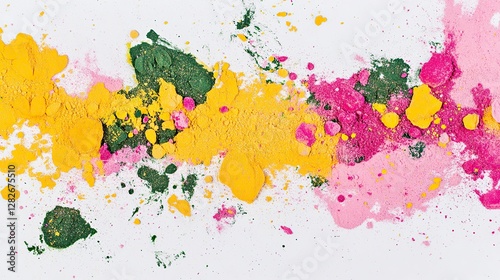 Holi Colorful Powder Burst on White Background, Holi
