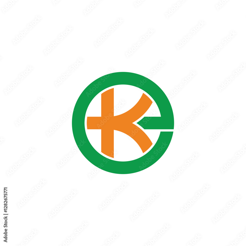 Obraz premium letters ke simple round colorful geometric line logo vector